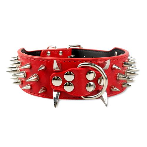2&quot; Wide Sharp Spiked Studded Leather Dog Collars Pitbull Bulldog Big Dog Collar Adjustable For Medium Large Dogs Boxer S M L XL