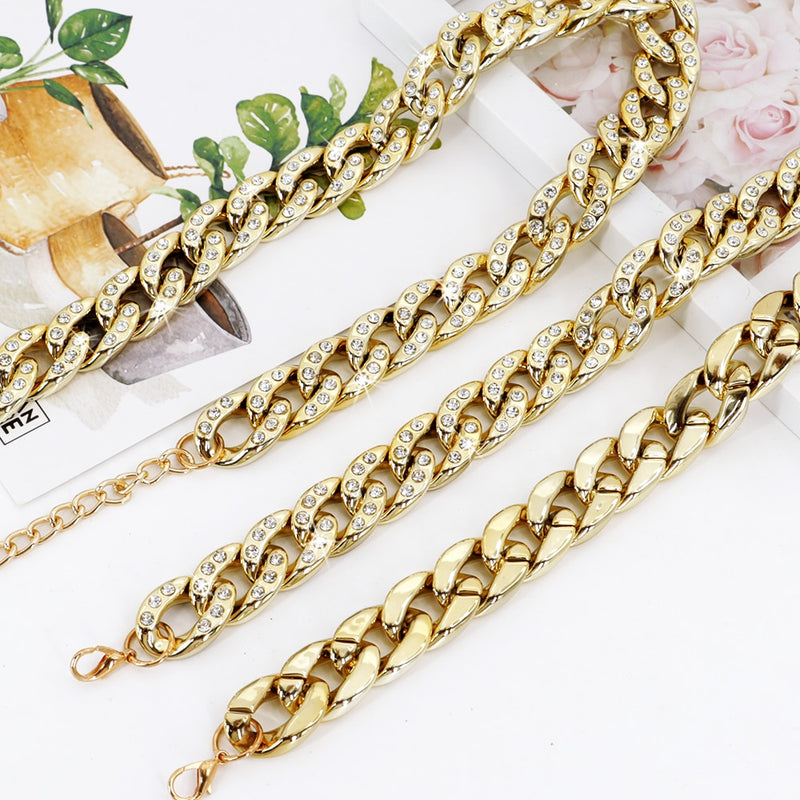 Rhinestone Dog Collar Luxury Dog Chain Collar With Diamond Pet Fashion Necklace Bully Gold Chain For Small Medium Dogs Supplies