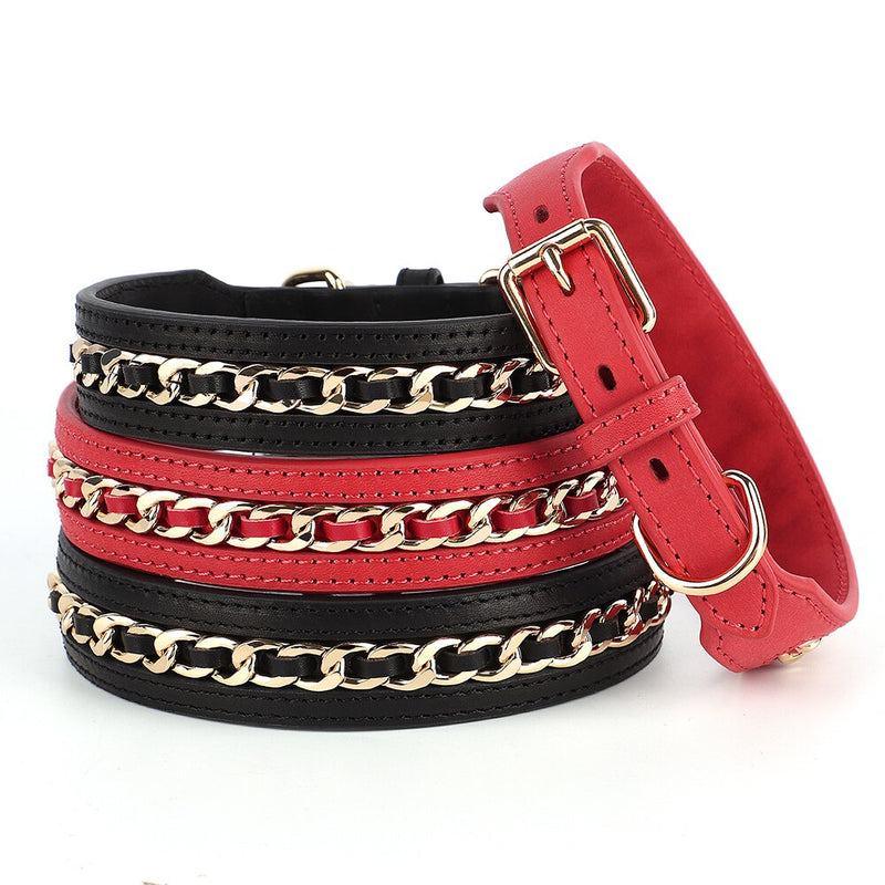 Dog Leather Collar Adjustable Pet Dogs Collars Cool Metal Accessory Dogs Necklace for Medium Large Dogs Pitbull Pug Perro M L