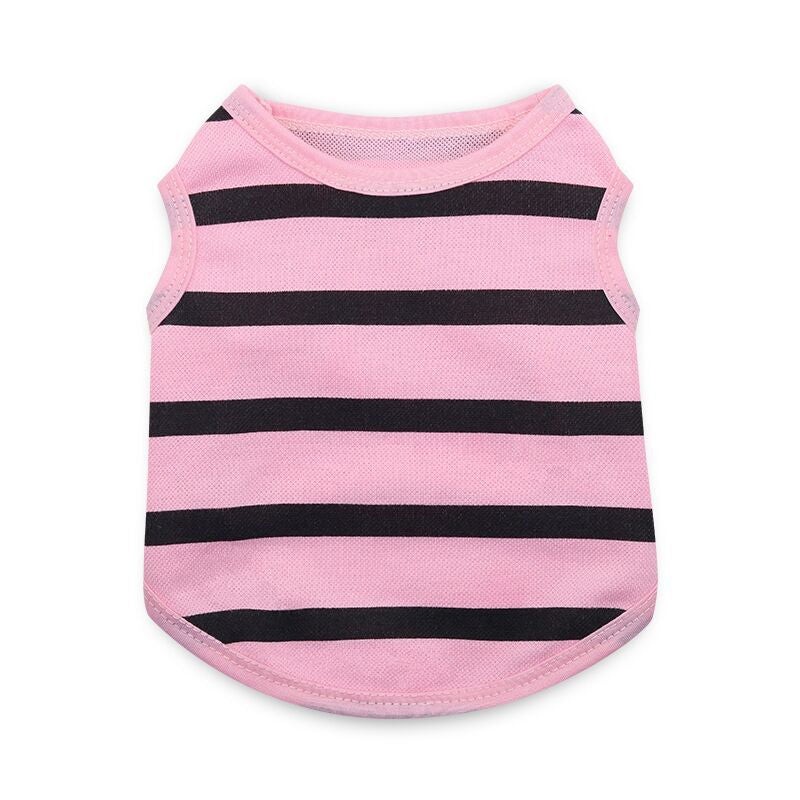 Cute Stripe Dog Hoodi Clothes Breathable Cat Vest Long and Short Sleeves Pet Clothing for Small Dogs Puppy Cat Costume Coat