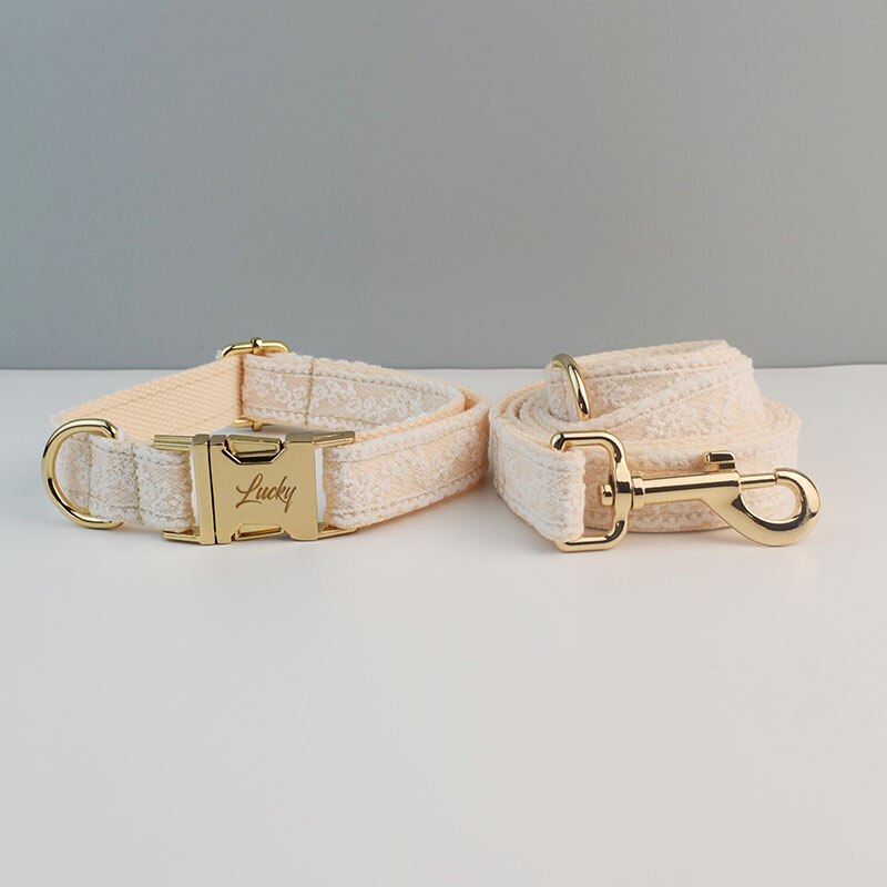 Lace Collar Free Engrave Dog Collar Leash Set For Medium Big  Pet Necklace Dog Wedding Accessories Female Dog Collars