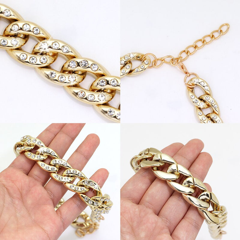 Rhinestone Dog Collar Luxury Dog Chain Collar With Diamond Pet Fashion Necklace Bully Gold Chain For Small Medium Dogs Supplies